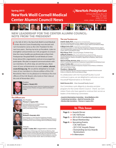 NewYork Weill Cornell Medical Center Alumni Council News