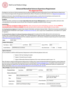Advanced Biomedical Sciences Experience Requirement Pre-Approval Form
