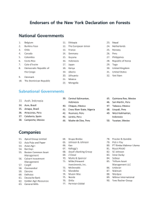Endorsers of the New York Declaration on Forests National Governments