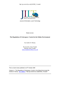 Book review The Regulation of Cyberspace: Control in the Online Environment