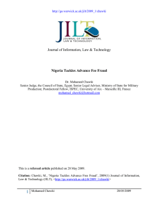 aba  Journal of Information, Law &amp; Technology Nigeria Tackles Advance Fee Fraud