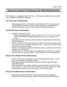 Retirement Calendar For Employees with CSRS/FERS Retirement