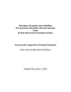 Principles, Strategies, and Guidelines For Increased Alternative Revenue Streams in the