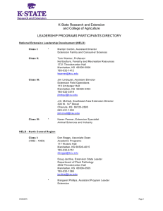 K-State Research and Extension and College of Agriculture LEADERSHIP PROGRAMS PARTICIPANTS DIRECTORY