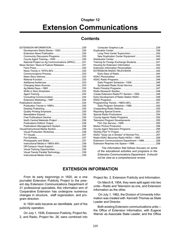 Extension Communications Contents Chapter 12