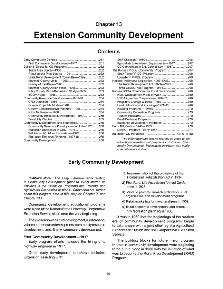 Extension Community Development Chapter 13 Contents