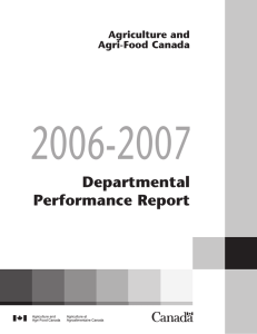 2006-2007 Departmental Performance Report Agriculture and