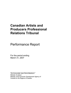 Performance Report Canadian Artists and Producers Professional