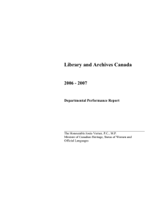 Library and Archives Canada 2006 - 2007 Departmental Performance Report