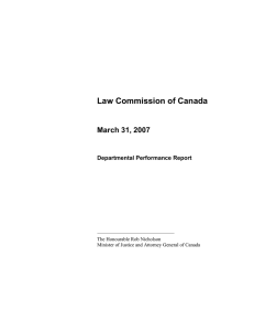 Law Commission of Canada March 31, 2007 Departmental Performance Report