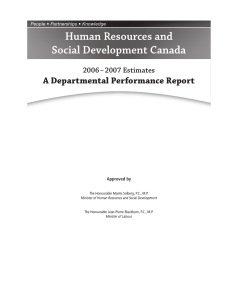 Human Resources and Social Development Canada A Departmental Performance Report