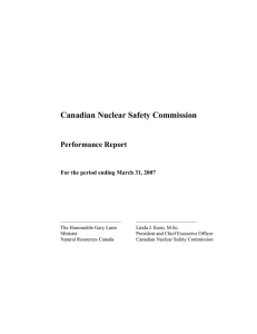 Canadian Nuclear Safety Commission Performance Report