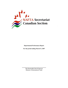 Departmental Performance Report For the period ending March 31, 2007