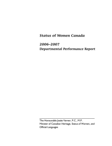Status of Women Canada  2006–2007 Departmental Performance Report
