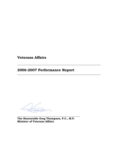 Veterans Affairs 2006-2007 Performance Report The Honourable Greg Thompson, P.C., M.P.