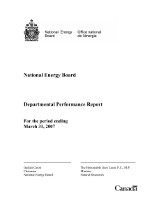 National Energy Board Departmental Performance Report For the period ending