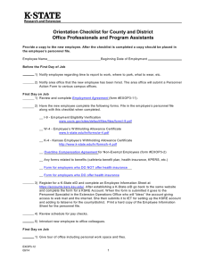 Orientation Checklist for County and District Office Professionals and Program Assistants