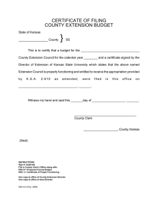 } CERTIFICATE OF FILING COUNTY EXTENSION BUDGET