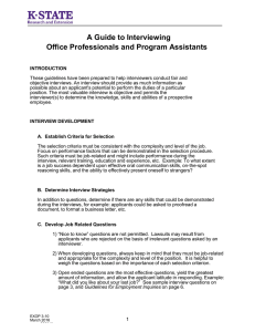 A Guide to Interviewing Office Professionals and Program Assistants