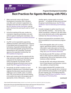 Best Practices for Agents Working with PDCs Program Development Committee
