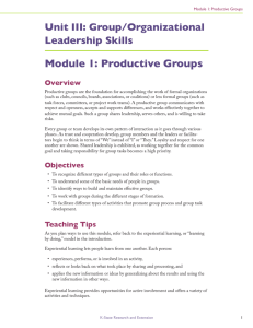 Module 1: Productive Groups Unit III: Group/Organizational Leadership Skills Overview