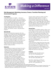 Making a Difference  Risk Management: Marketing, Insurance, Finance, Transition Planning and