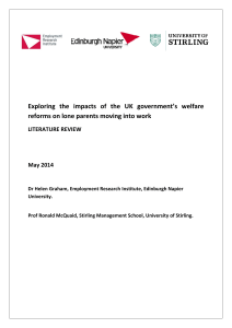   Exploring  the  impacts  of  the  UK  government’s  welfare  reforms on lone parents moving into work 