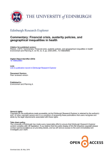 Edinburgh Research Explorer Commentary: Financial crisis, austerity policies, and