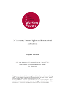 Of  Austerity, Human Rights and International Institutions Margot E. Salomon