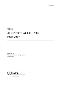 THE AGENCY’S ACCOUNTS FOR 2007 _________________________________________