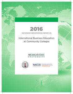 2016 International Business Education at Community Colleges NATIONWIDE BENCHMARKING REPORT ON