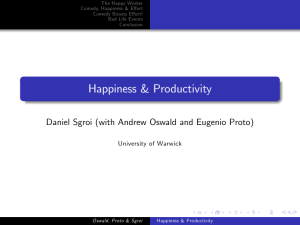 Happiness &amp; Productivity Daniel Sgroi (with Andrew Oswald and Eugenio Proto)