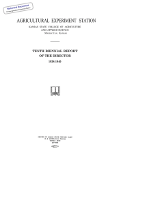 AGRICULTURAL EXPERIMENT STATION TENTH BIENNIAL REPORT OF THE DIRECTOR 1938-1940