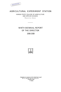 AGRICULTURAL EXPERIMENT STATION NINTH BIENNIAL REPORT OF THE DIRECTOR 1936-1938