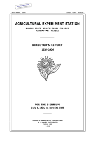 AGRICULTURAL EXPERIMENT STATION DIRECTOR’S REPORT 1924-1926 FOR THE BIENNIUM