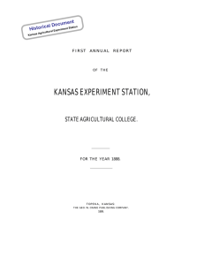 KANSAS EXPERIMENT STATION, STATE AGRICULTURAL COLLEGE. Historical Document