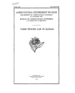 FARM TENURE LAW IN KANSAS Historical Document Kansas Agricultural Experiment Station