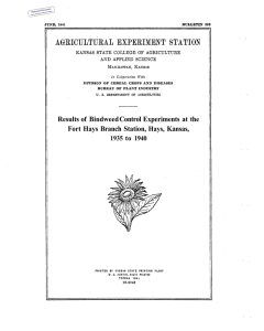 Results Bindweed Control Experiments at the Fort Hays Branch Station, Kansas,