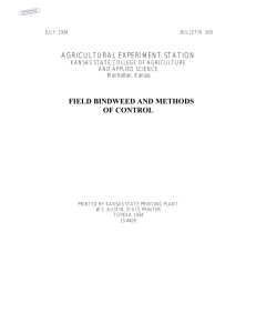 AGRICULTURAL EXPERIMENT STATION FIELD BINDWEED AND METHODS OF CONTROL