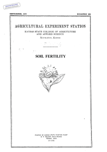SOIL  FERTILITY Historical Document Kansas Agricultural Experiment Station