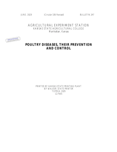 AGRICULTURAL EXPERIMENT STATION POULTRY DISEASES, THEIR PREVENTION AND CONTROL KANSAS STATE AGRICULTURAL COLLEGE