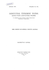 SOIL SURVEY OF JEWELL COUNTY, KANSAS. Historical Document Kansas Agricultural Experiment Station