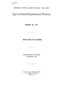 POTATO CULTURE. Historical Document Kansas Agricultural Experiment Station