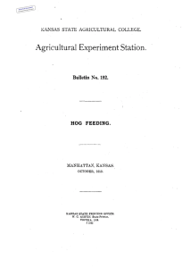 HOG  FEEDING. Historical Document Kansas Agricultural Experiment Station