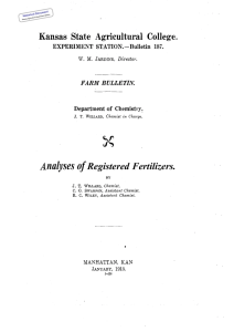 nalyses of Registered Fertilizers. Historical Document Kansas Agricultural Experiment Station