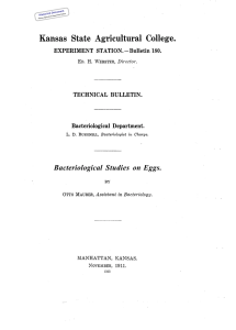 Bacteriological  Studies  on Eggs. Historical Document Kansas Agricultural Experiment Station