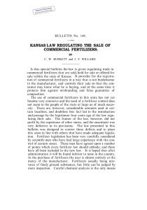 KANSAS LAW REGULATING THE SALE OF COMMERCIAL FERTILIZERS. No.