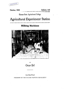 Milking Machines Historical Document Kansas Agricultural Experiment Station