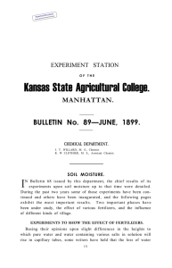 Kansas State Agricultural College. I BULLETIN No. 89—JUNE, 1899. MANHATTAN.