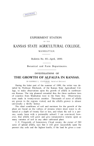 KANSAS STATE AGRICULTURAL COLLEGE, THE GROWTH OF ALFALFA IN KANSAS. EXPERIMENT STATION
